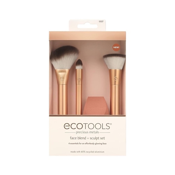 EcoTools Precious Metals Face Blend + Sculpt Set 4pc Makeup Brush Kit NEW - Picture 1 of 3
